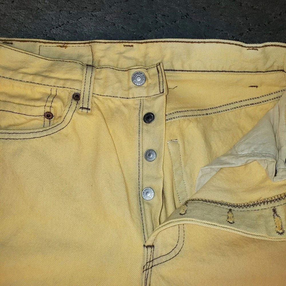 VTG 90s Levis 501 Jeans Mens 29x34 Yellow Denim Button Fly 501 0648 Made In USA